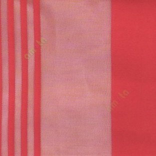 Red color vertical pencil and bold stripes net finished vertical and horizontal checks line poly fabric sheer curtain
